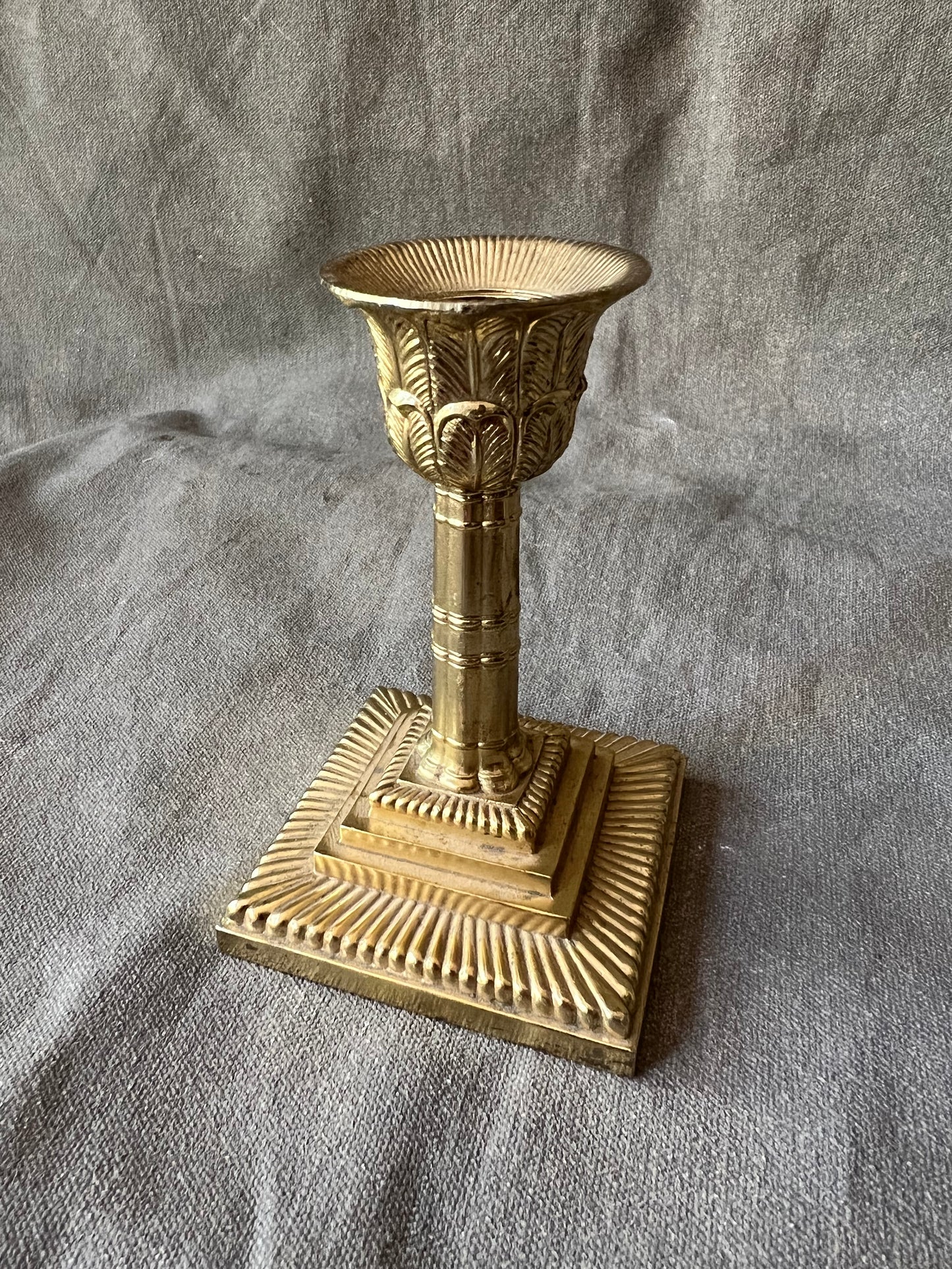 Pair of Vintage Solid Brass Ornate Pillar Candle Holders