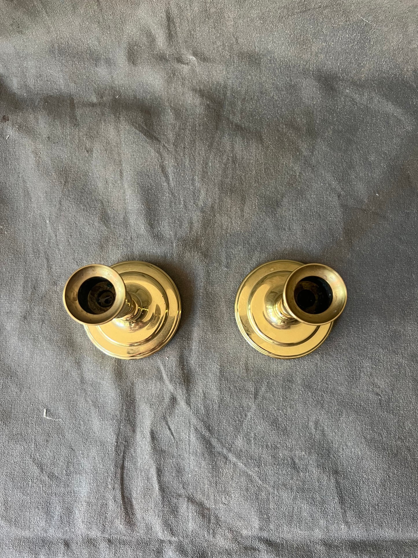 Pair of Vintage Solid Brass Medium Candle Holders From Baldwin