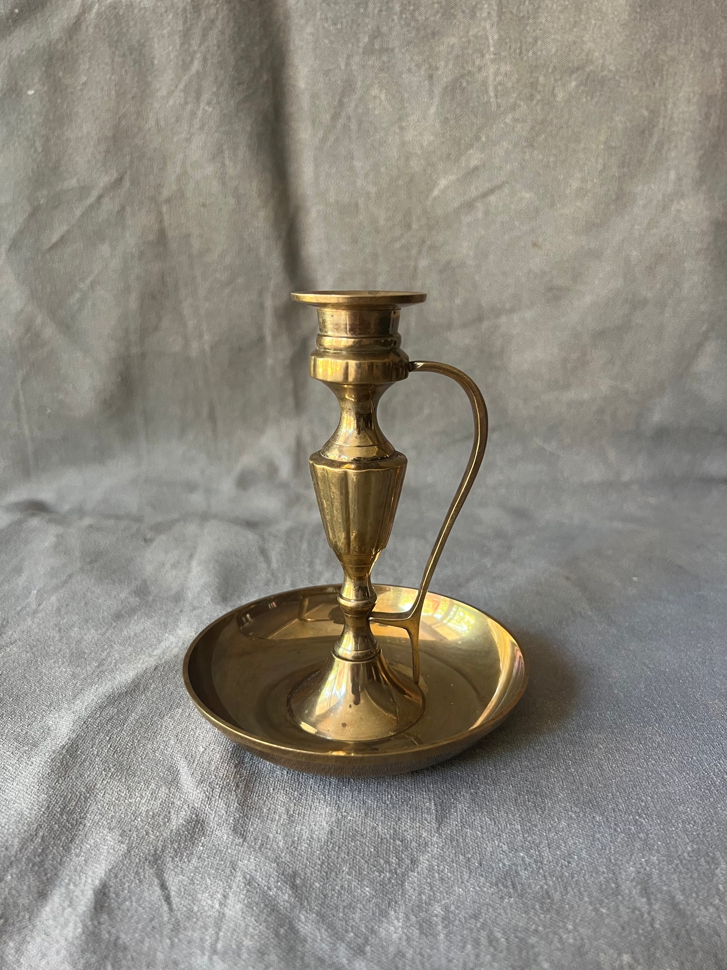 Vintage Etched Brass Taper Candlestick Holder With Finger Ring Handle Made  in India, Brass Candlestick -  Canada
