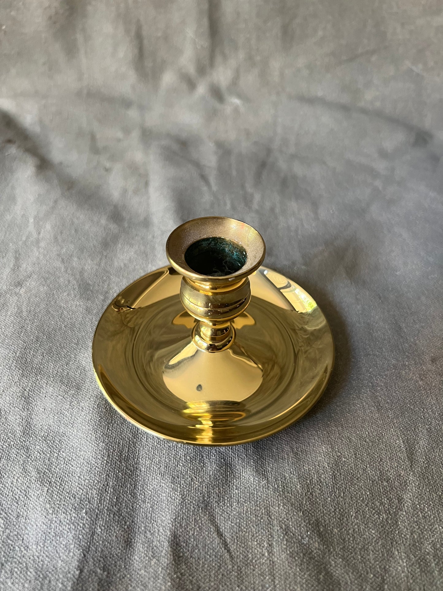 Single Vintage Solid Brass Candle Holder From Baldwin