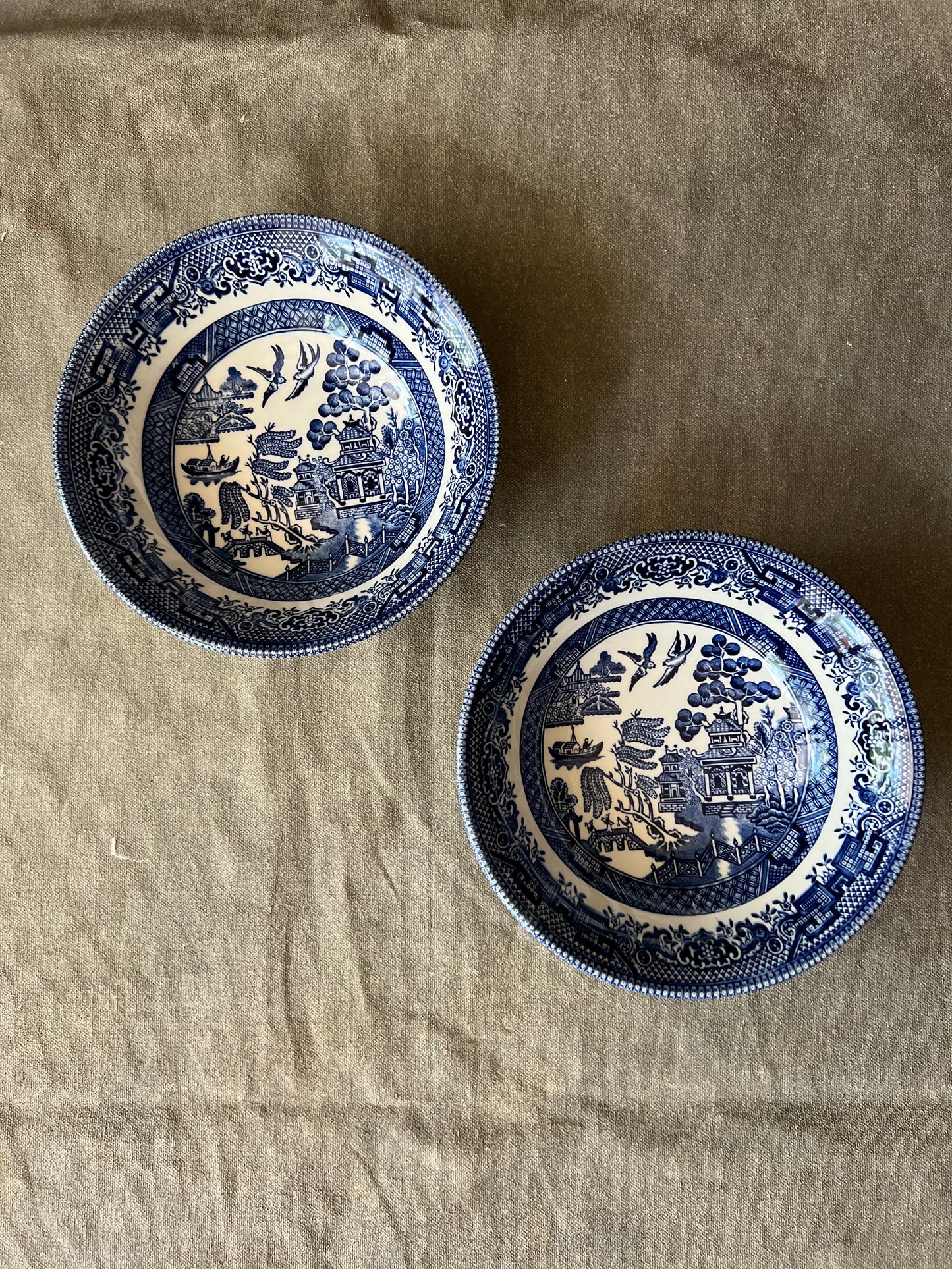 Pair of Churchill Blue Willow Soup Bowls