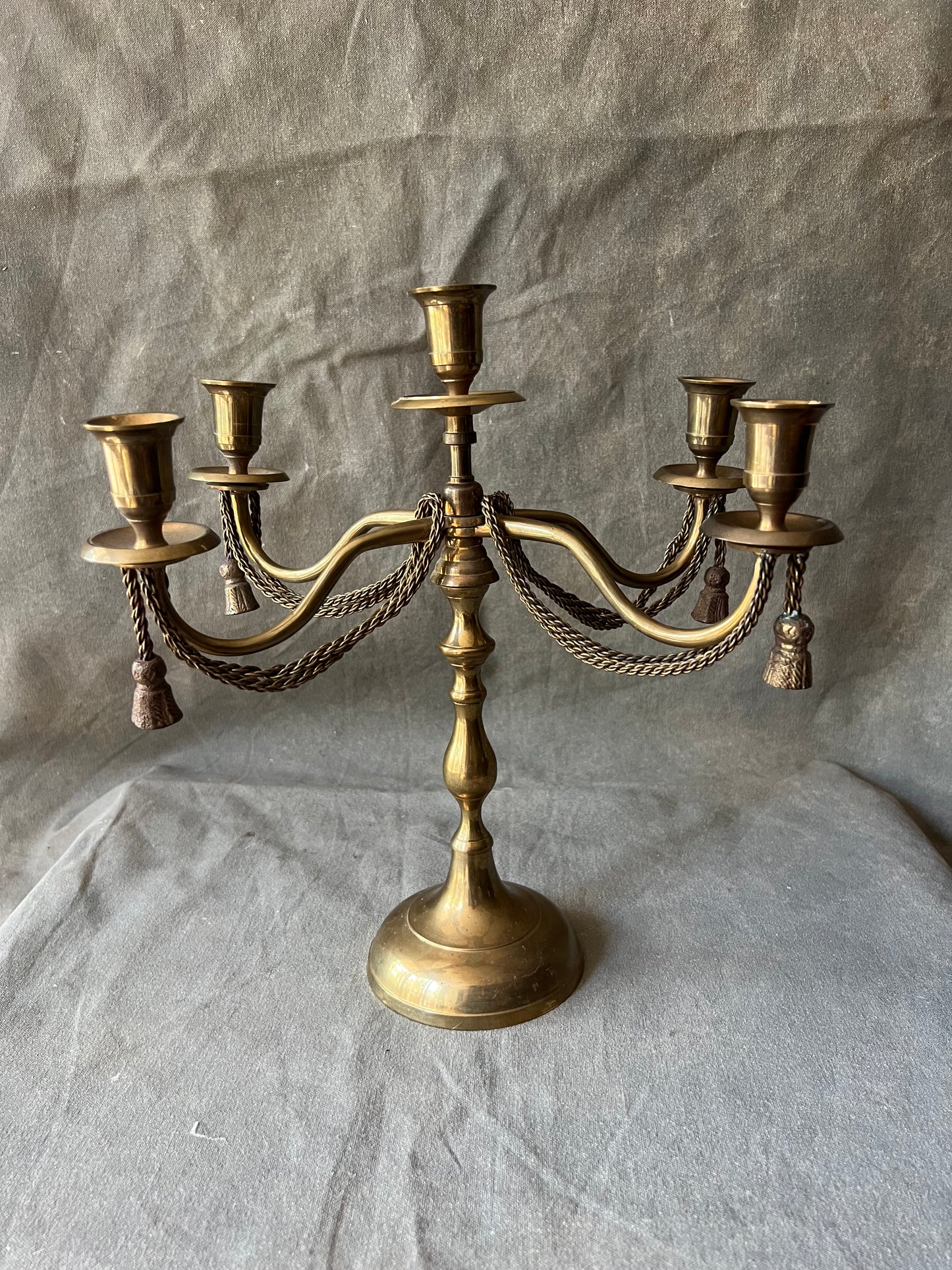 Vintage Solid Brass 5 Candle Ornate Candelabra