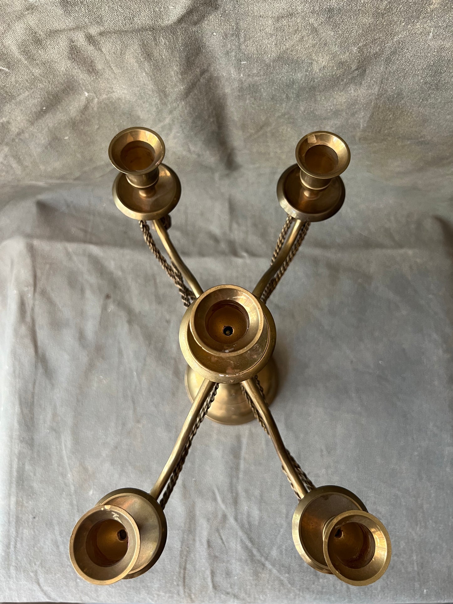 Vintage Solid Brass 5 Candle Ornate Candelabra