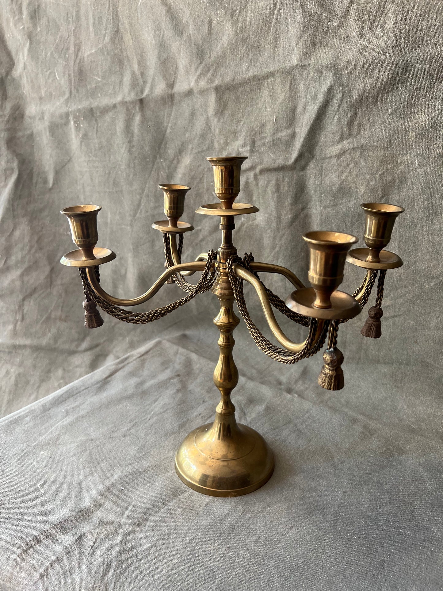 Vintage Solid Brass 5 Candle Ornate Candelabra