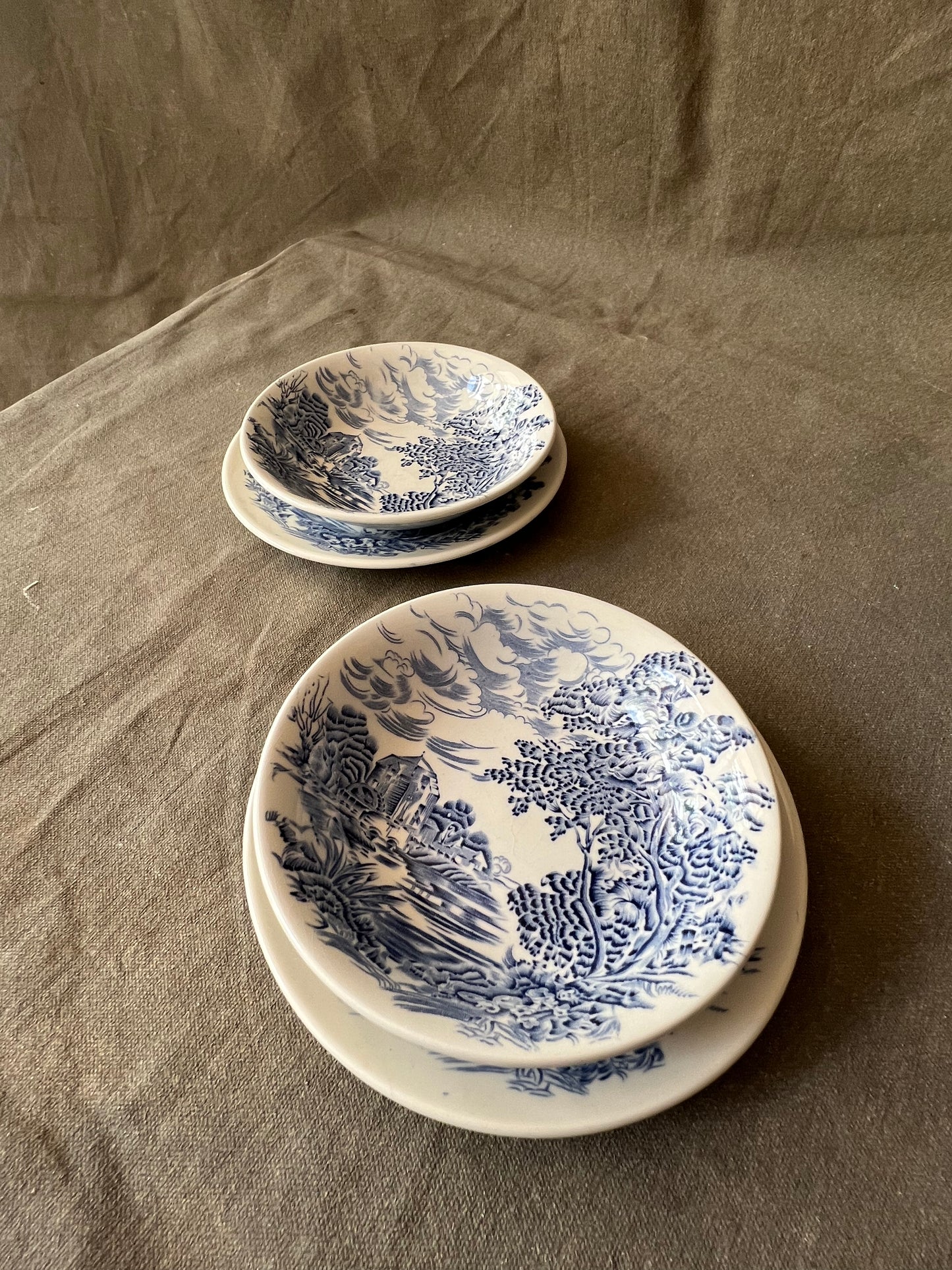 Service for Two Vintage Enoch Wedgewood English Ironstone Countryside (Appetizer Plate and Bowl)