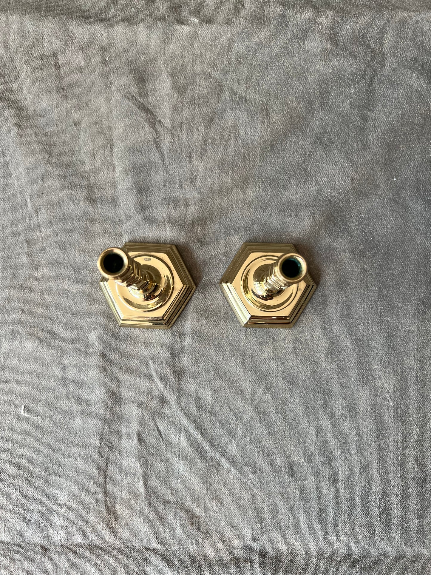 Pair of Vintage Polished Brass Petit Candle Holders Williamsburg -- Sedgefield by Adams