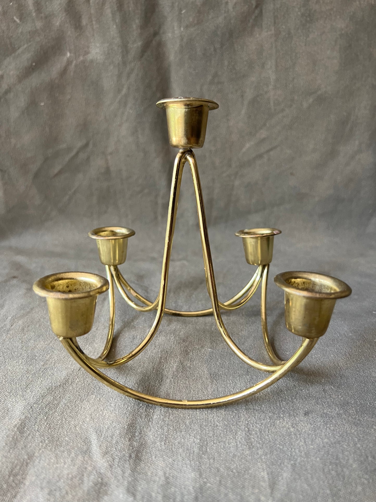 Single Vintage Brass 5 Taper Candle Holder