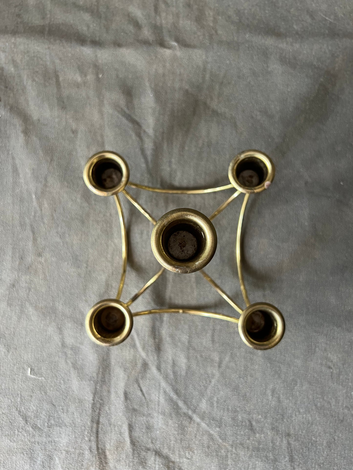 Single Vintage Brass 5 Taper Candle Holder