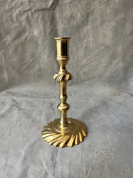 Single Vintage Brass Taper Spiral Bottom Candle Holder