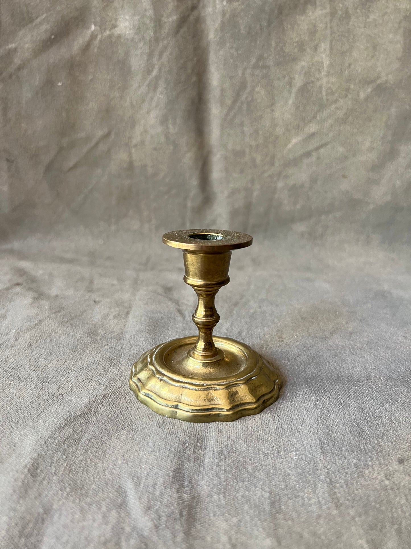 Single Brass Vintage Fluted Bottom Candle Holder