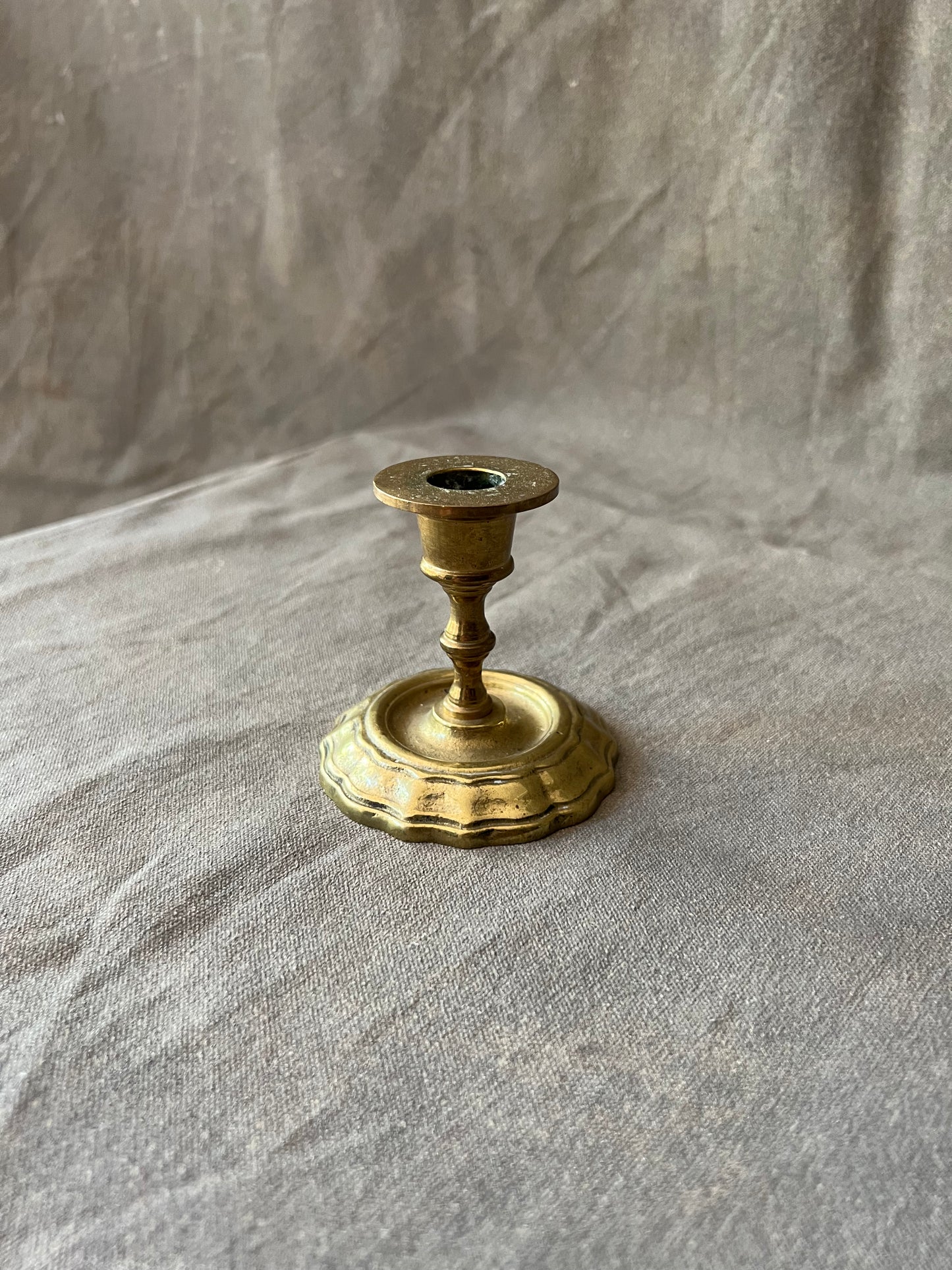 Single Brass Vintage Fluted Bottom Candle Holder