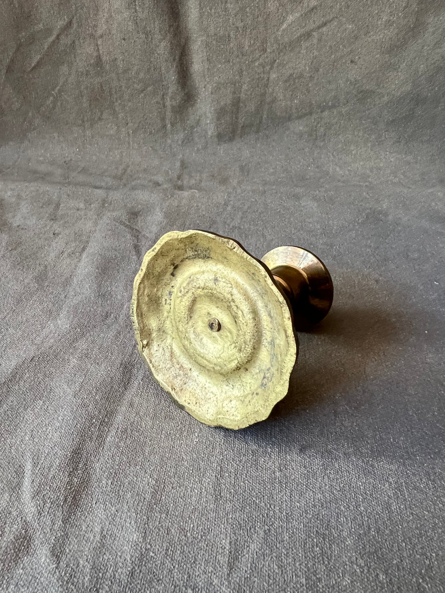 Single Brass Vintage Fluted Bottom Candle Holder