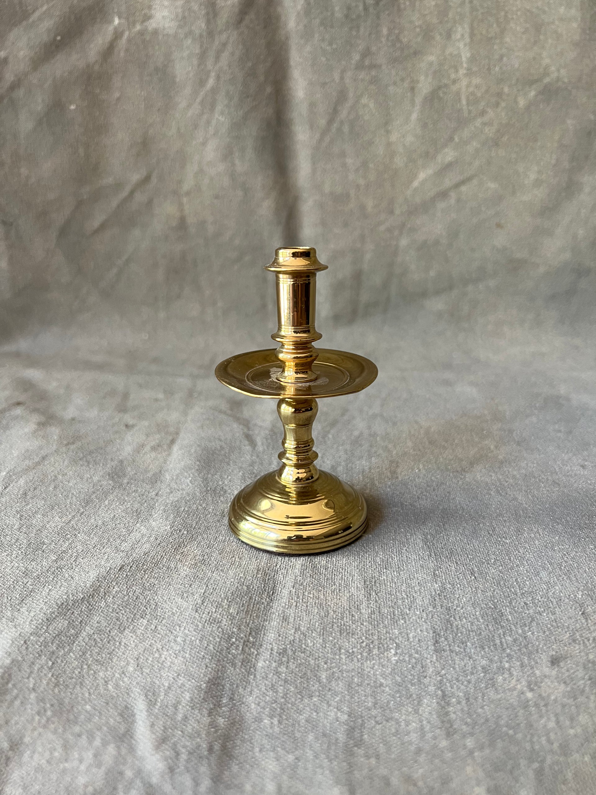 Vintage Brass Chamberstick Candle Holder With Finger Loop