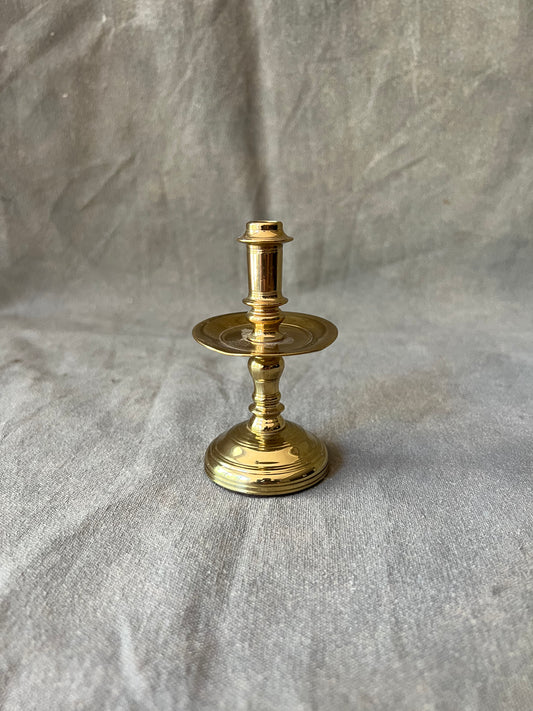 Single Vintage Brass Petit Candle Holder with Drip Tray