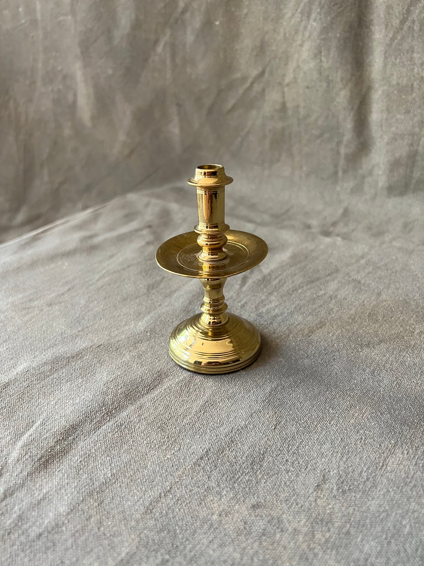 Single Vintage Brass Petit Candle Holder with Drip Tray