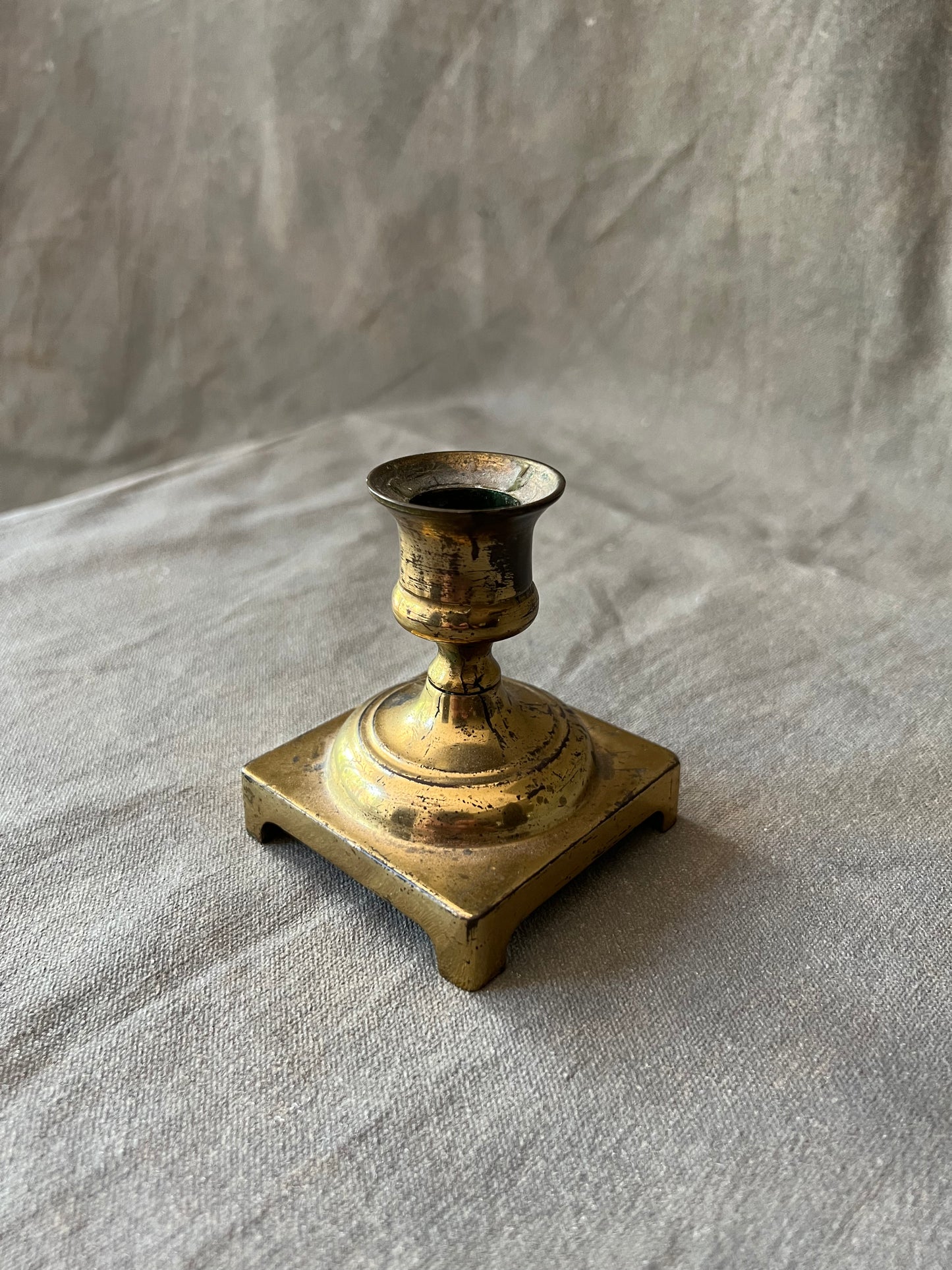 Single Vintage Square Based Candle Holder