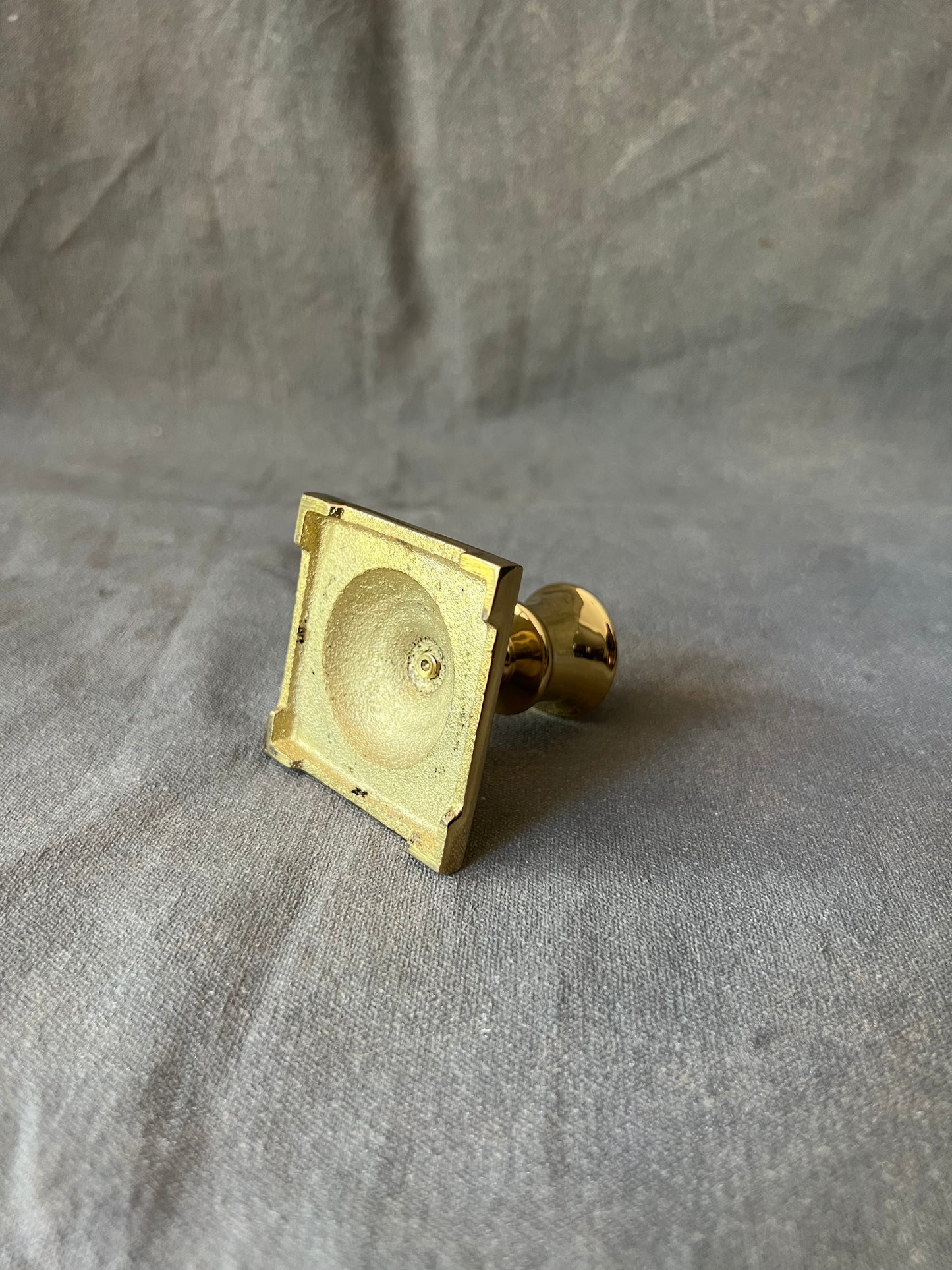 Single Vintage Brass Square Based Candle Holder