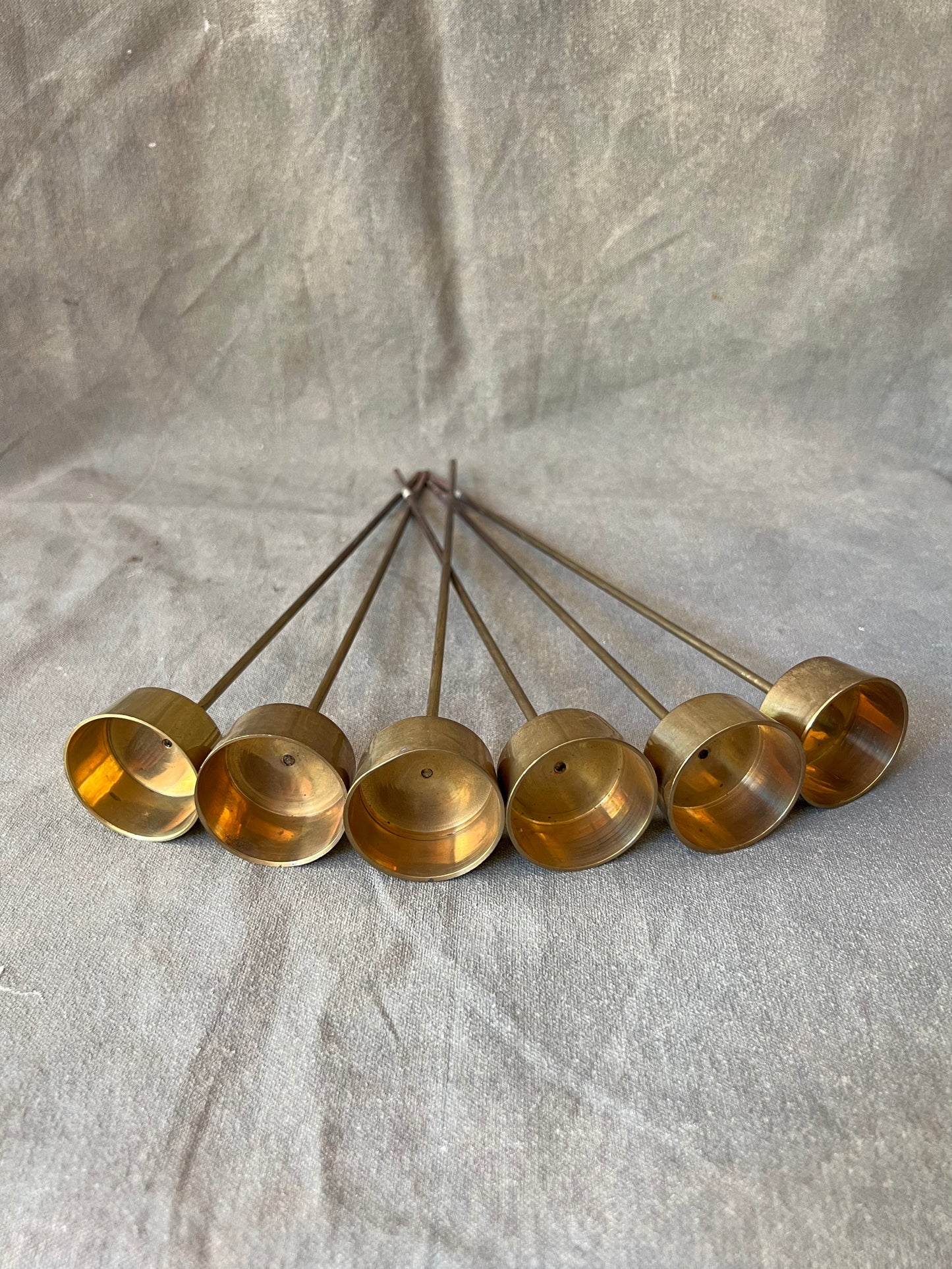 Set of Six Brass Votive Candle Holders