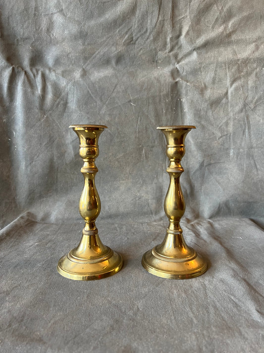 Pair of Vintage Brass Andrea By Sadek Candle Holders