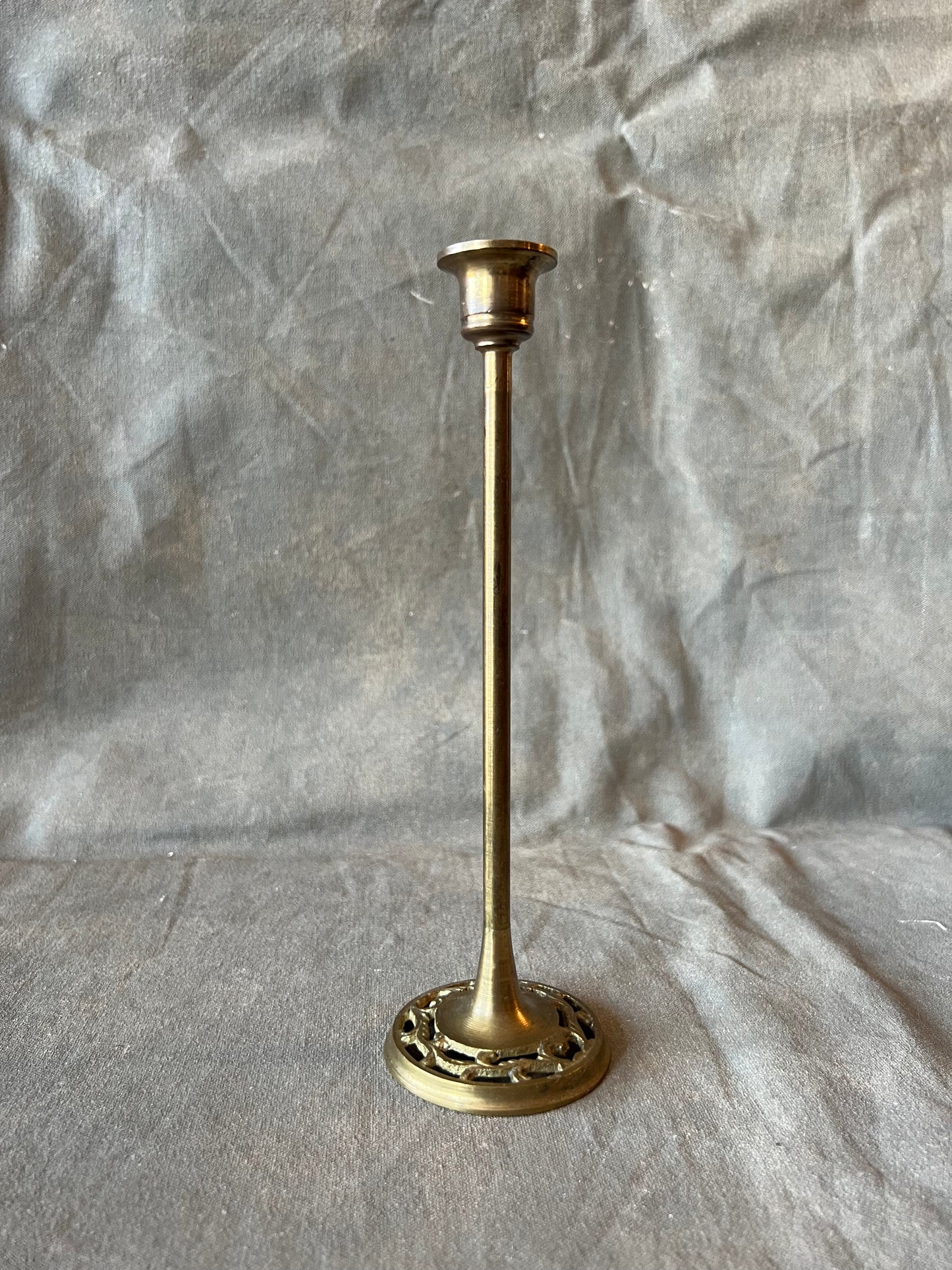 Set of Four Solid Brass Graduated Candle Holders