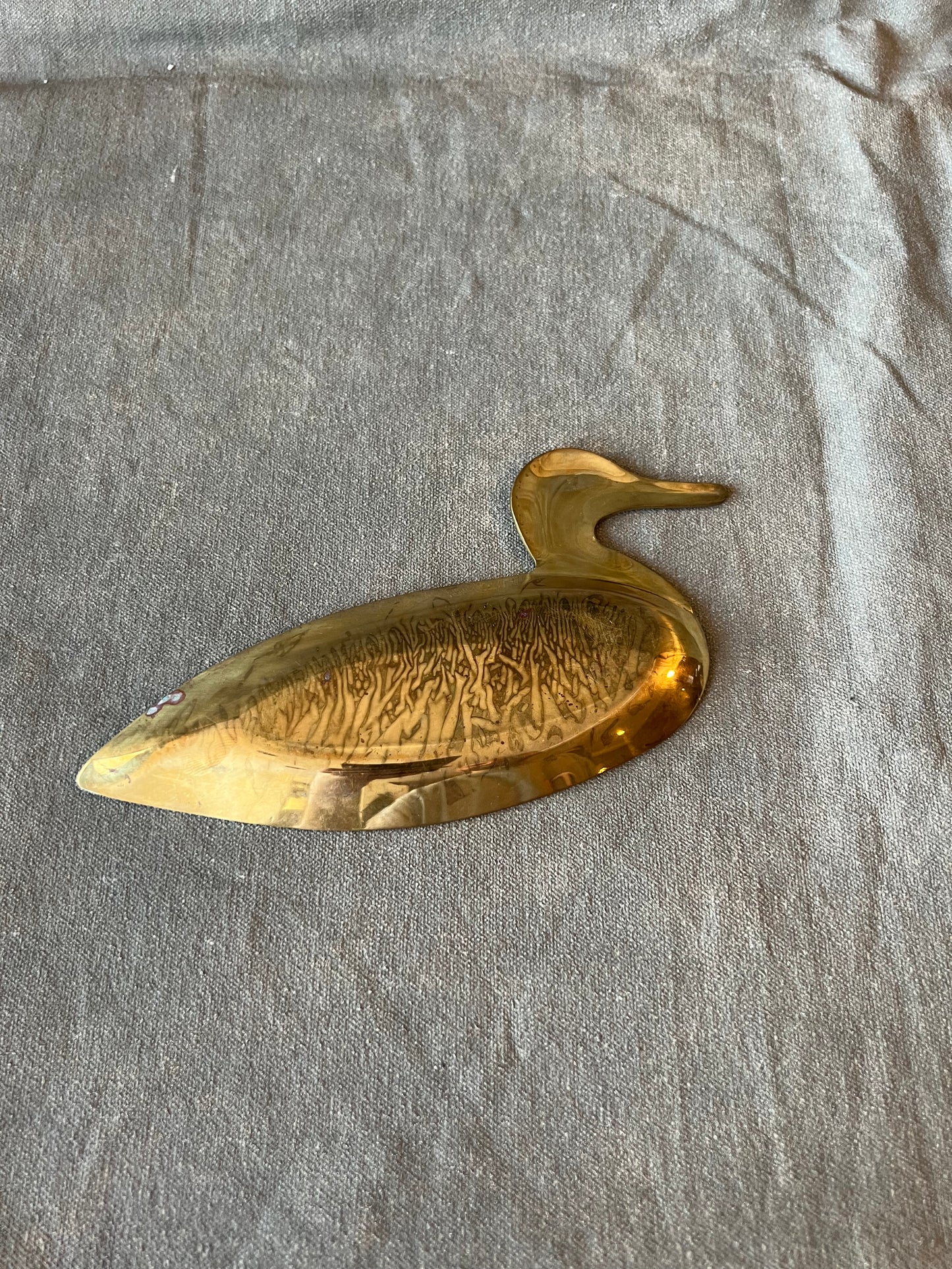 Vintage Brass Duck Trinket Tray