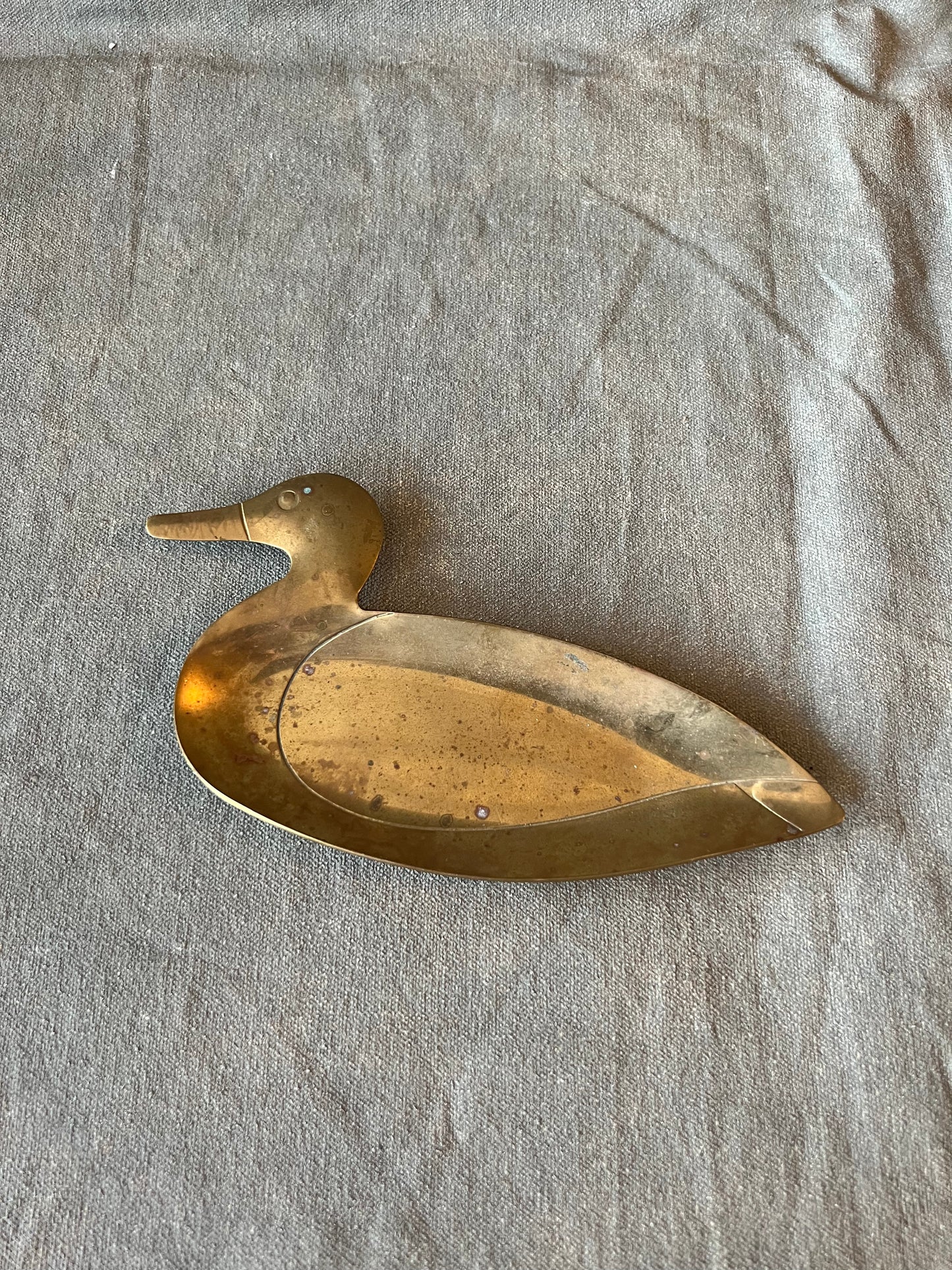 Vintage Brass Duck Trinket Tray