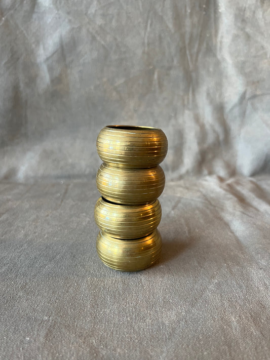 Set of Four Vintage Solid Brass Napkin Rings