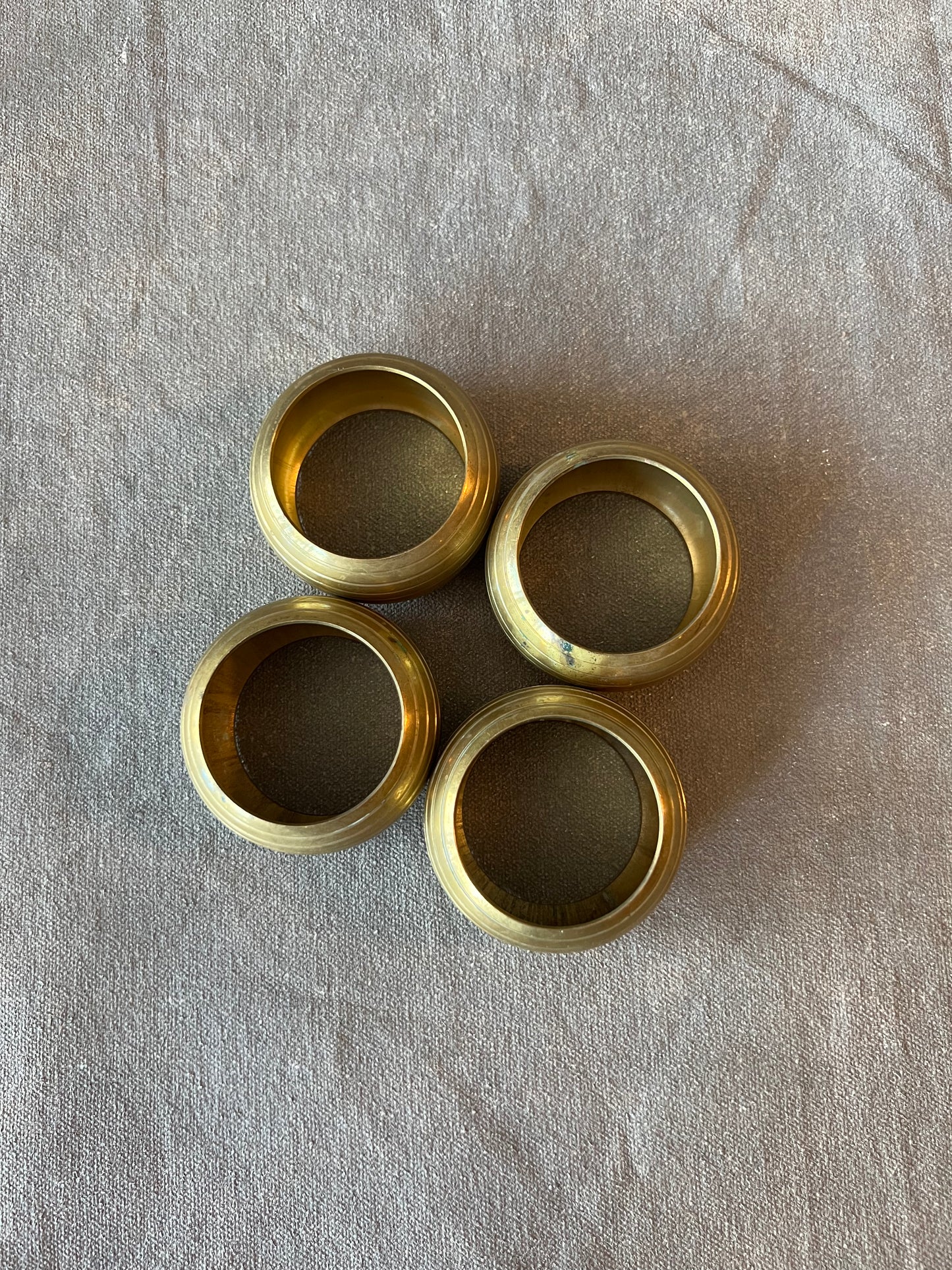 Set of Four Vintage Solid Brass Napkin Rings