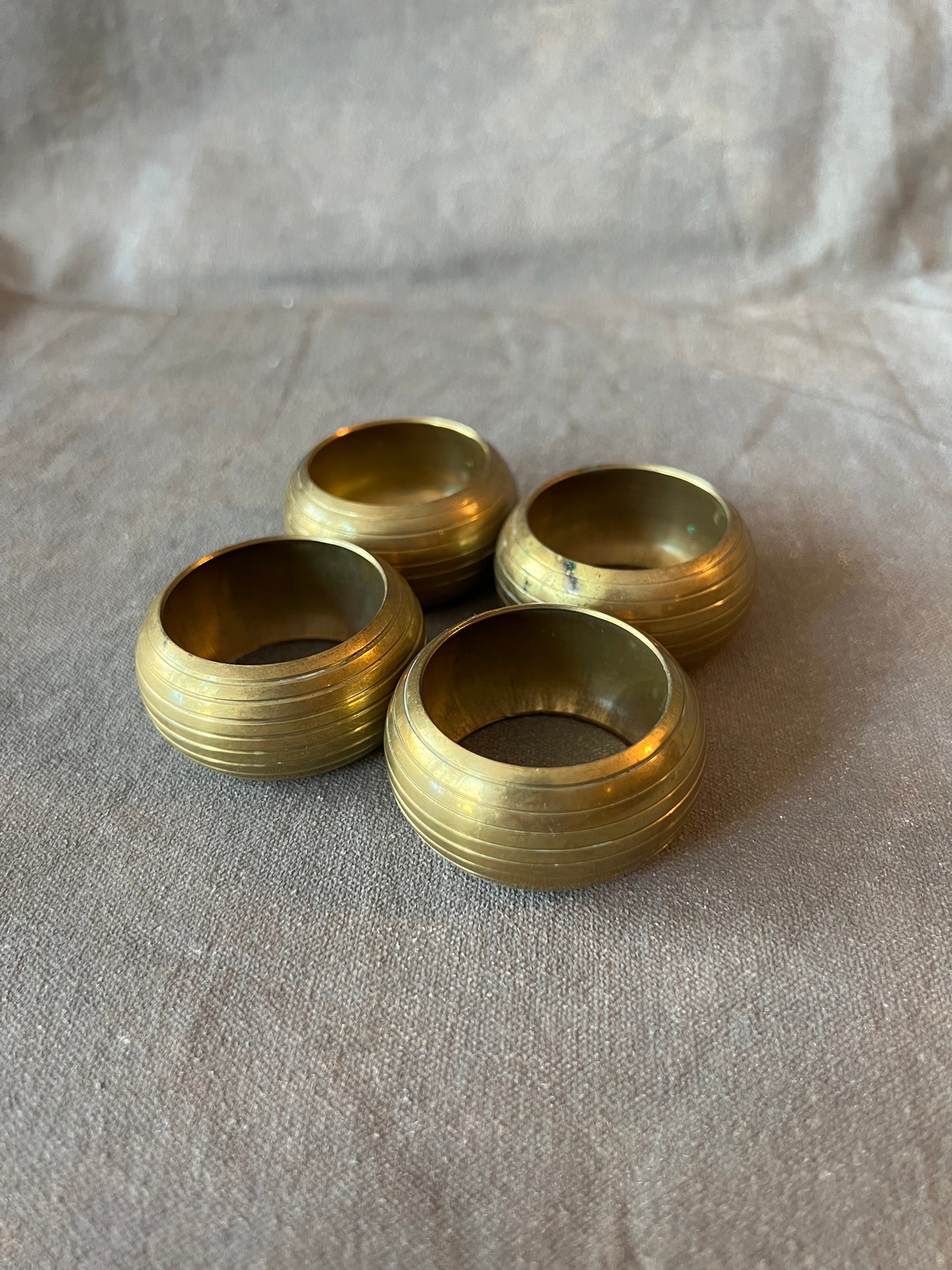 Set of Four Vintage Solid Brass Napkin Rings