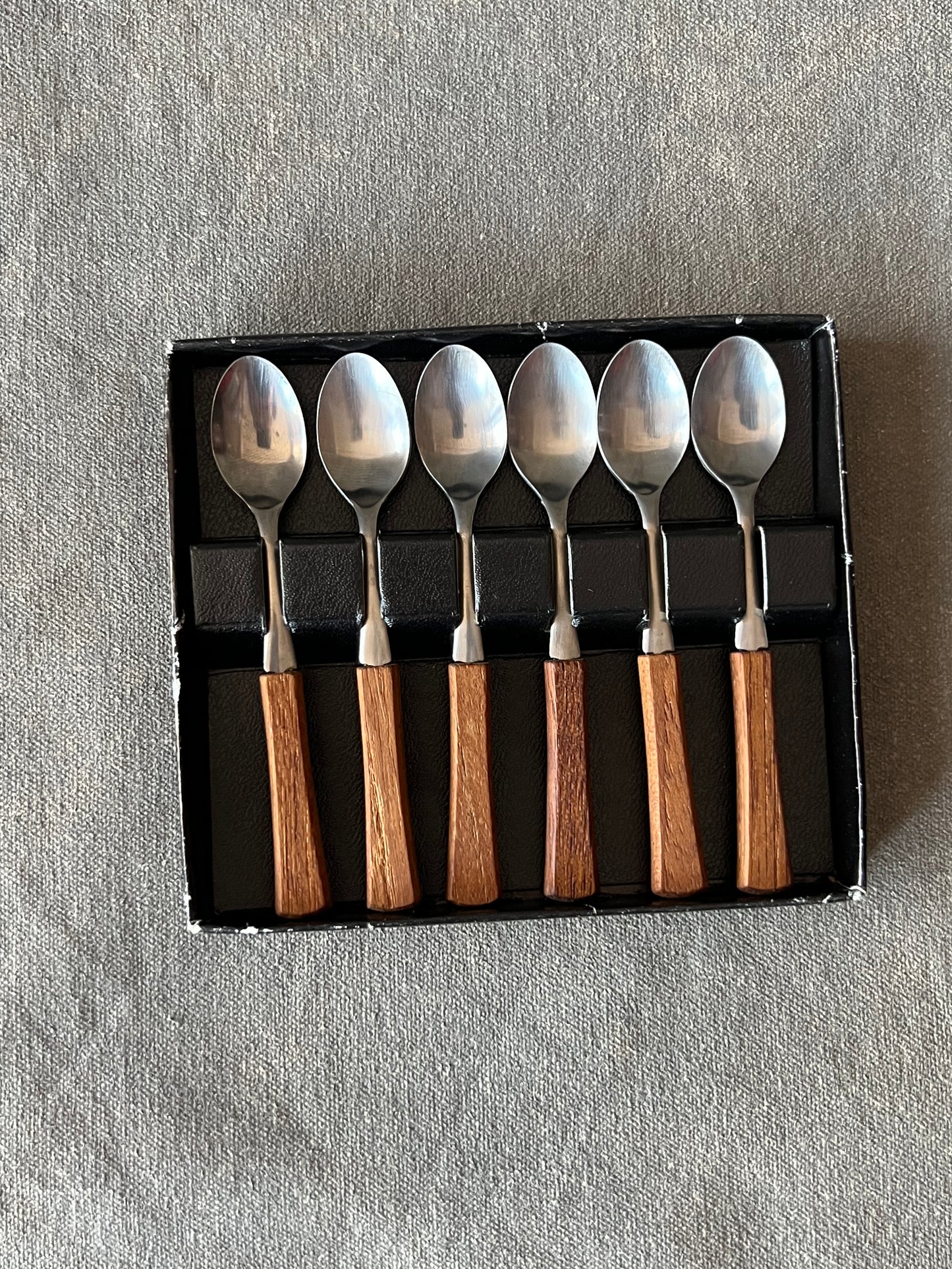 Set of Six New Vintage Teak Otagiri Demi Spoons