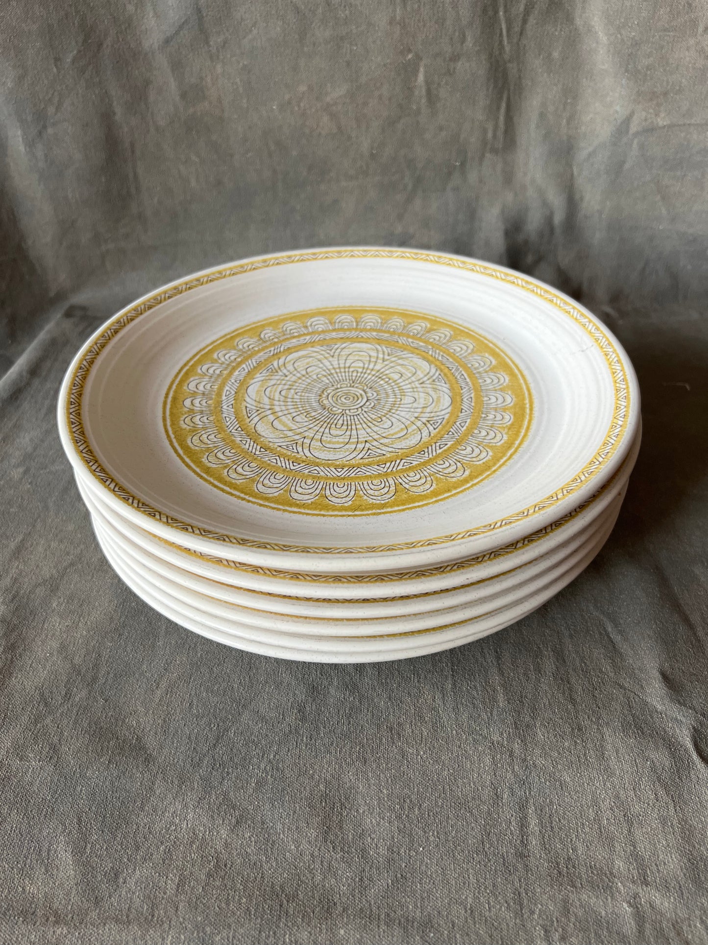 Set of Six Vintage Mid Century Franciscan Hacienda Gold Dinner Plates