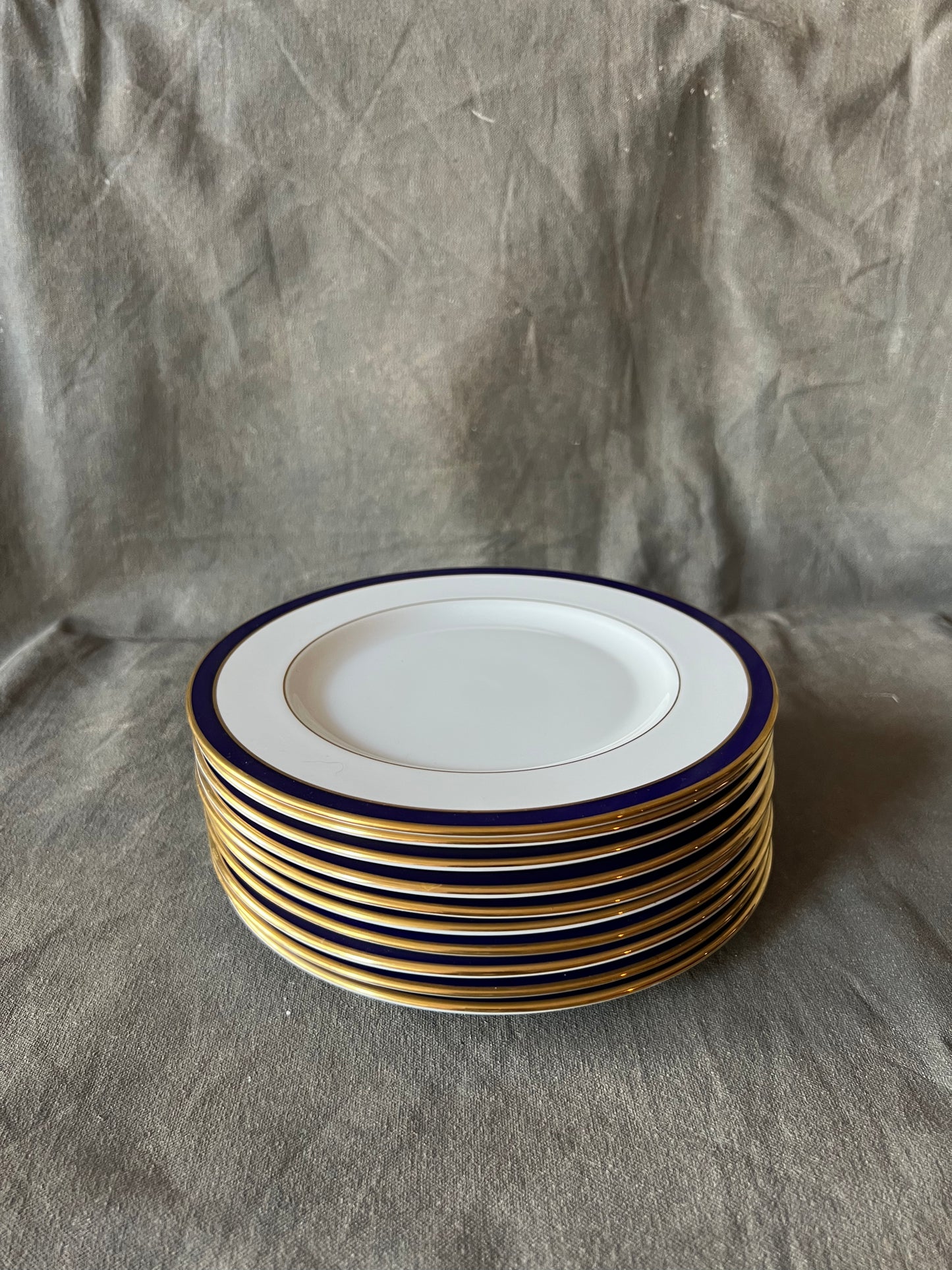 Set of 10 Vintage Lenox Federal Cobalt & Gold Plates