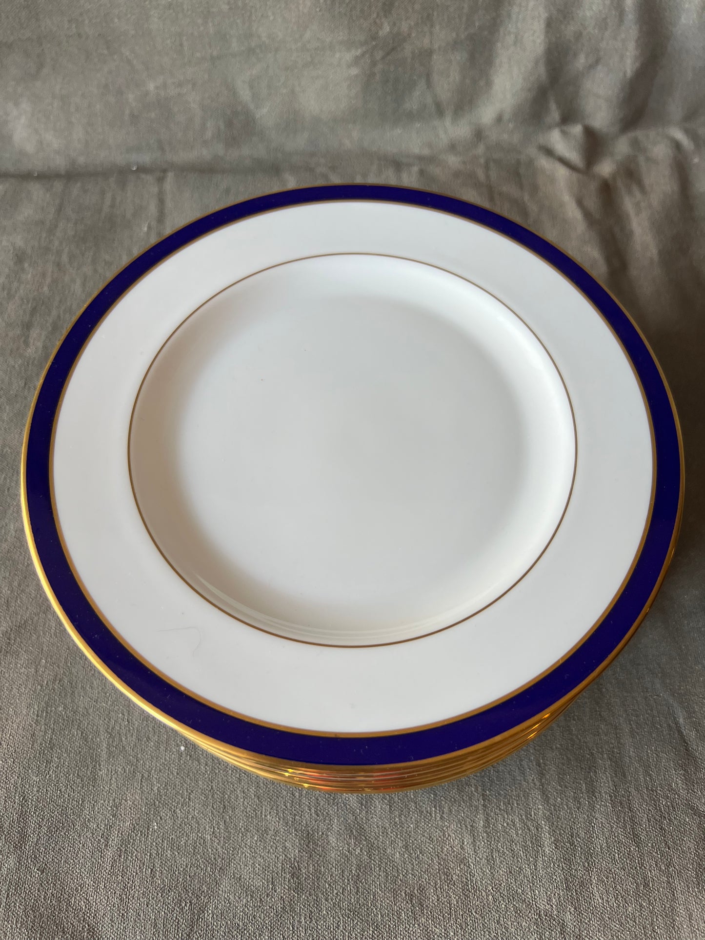 Set of 10 Vintage Lenox Federal Cobalt & Gold Plates