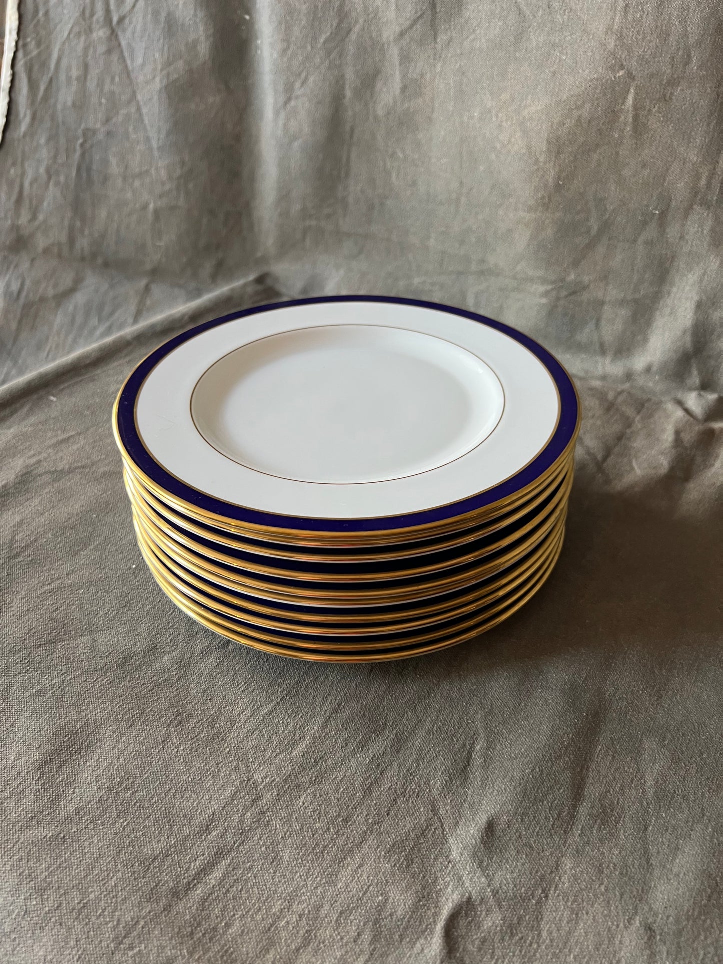 Set of 10 Vintage Lenox Federal Cobalt & Gold Plates