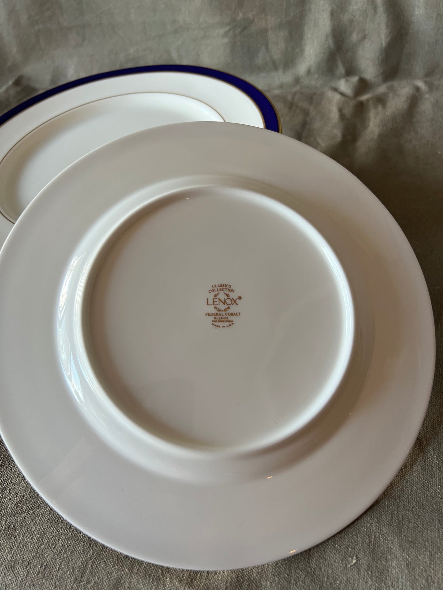 Set of 10 Vintage Lenox Federal Cobalt & Gold Plates