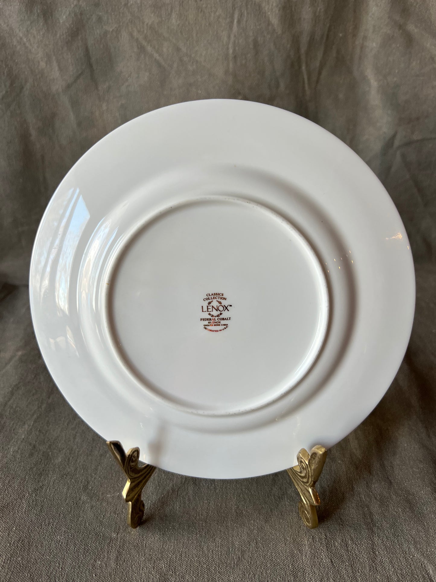 Set of 10 Vintage Lenox Federal Cobalt & Gold Plates