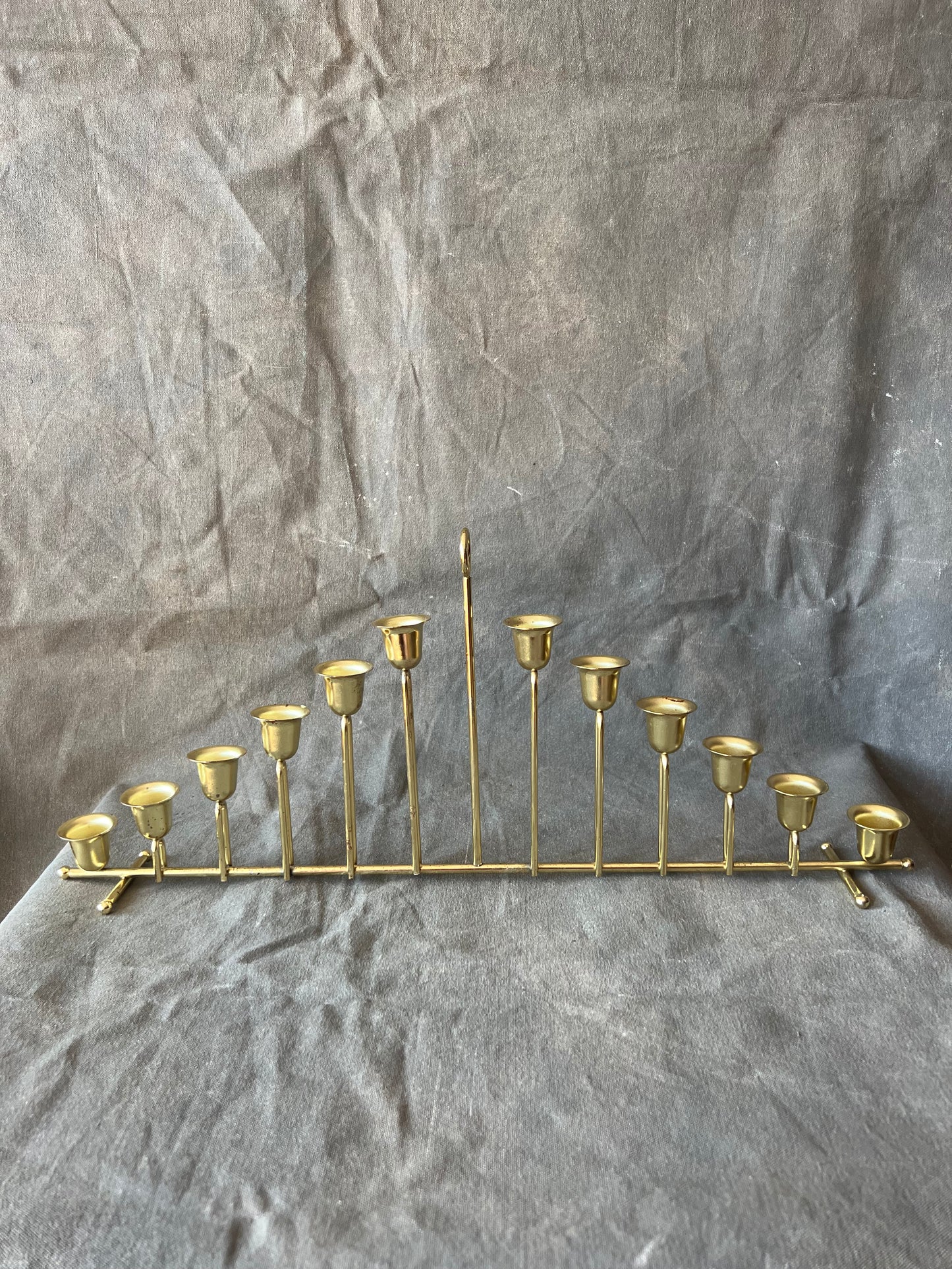 Vintage Brass Tiered 12 Candle Holder Mantle Centerpiece