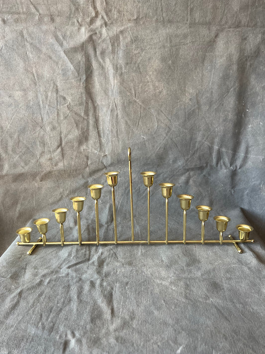 Vintage Brass Tiered 12 Candle Holder Mantle Centerpiece