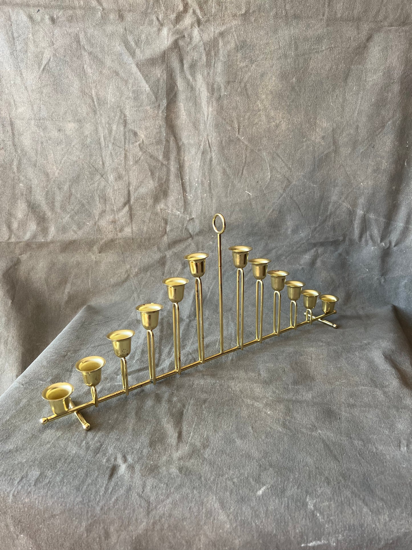 Vintage Brass Tiered 12 Candle Holder Mantle Centerpiece