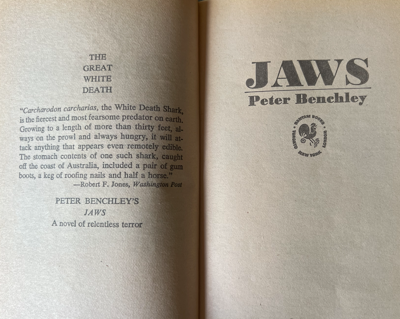 JAWS by Peter Benchley 1974